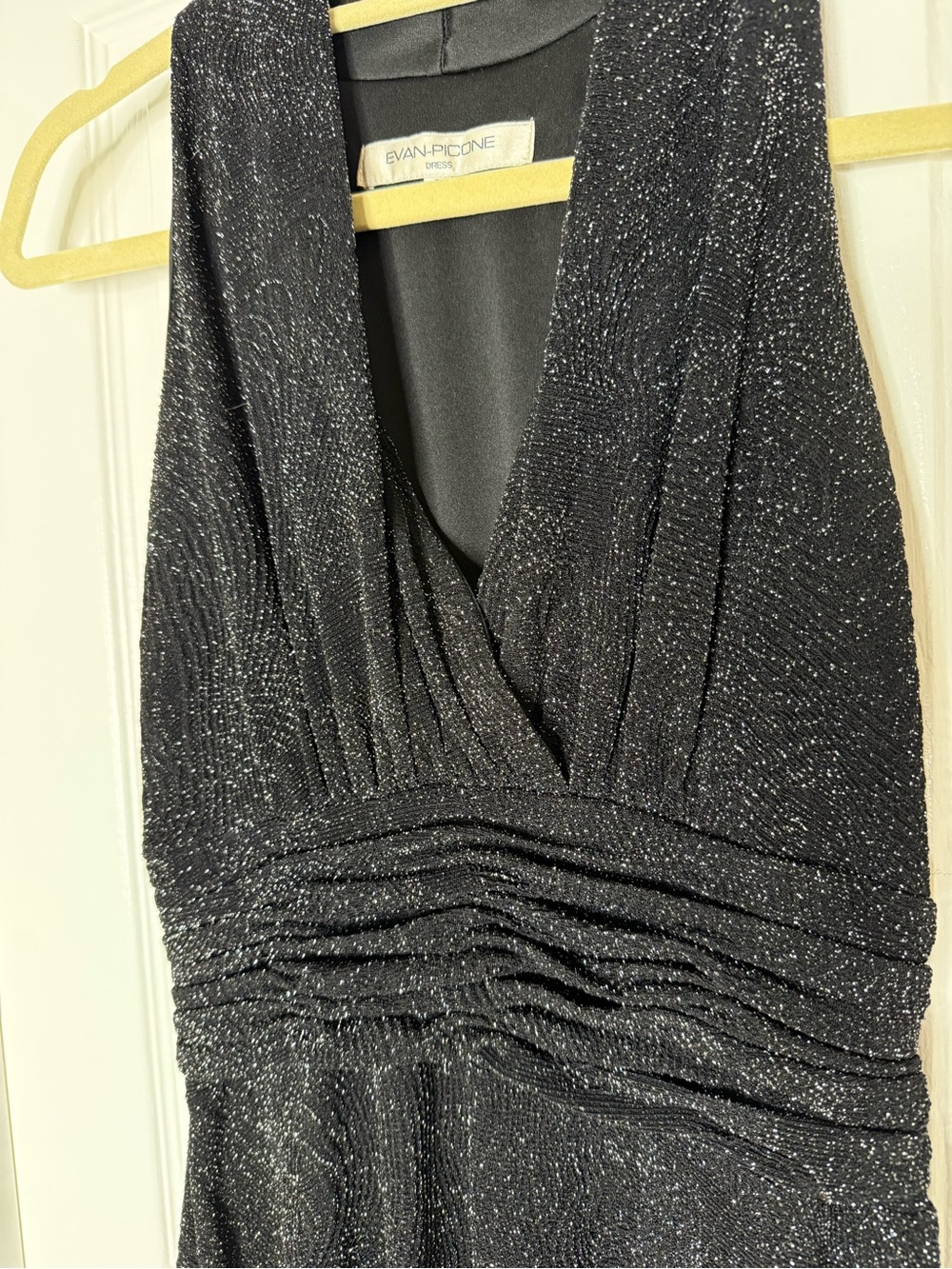 Evan Picone Black One-Shoulder Sparkle Evening Dress